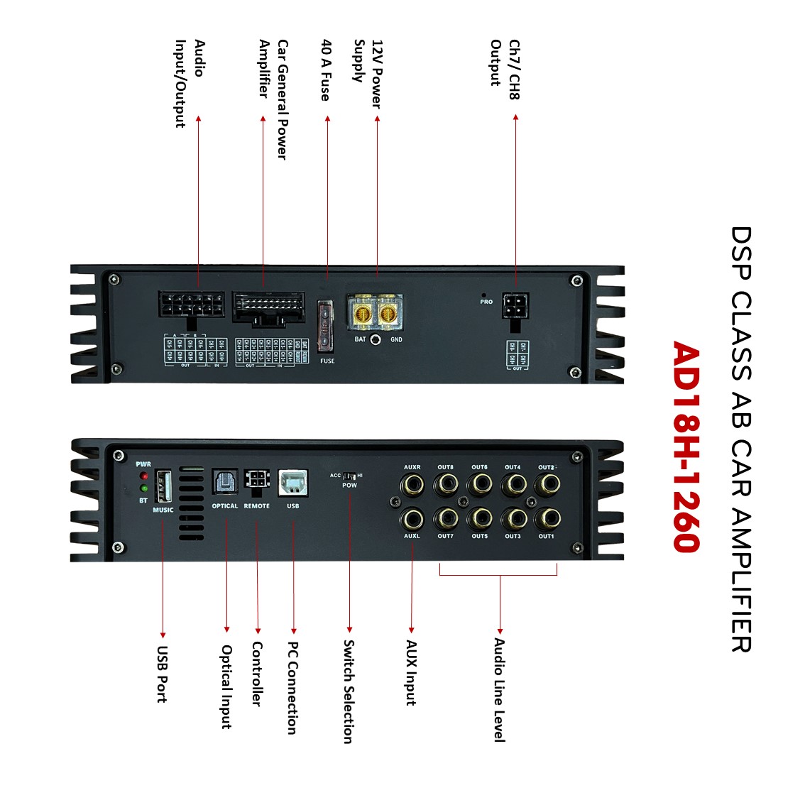 DSP ALCHIMIST AD18H-1260 Car audio Amplifier