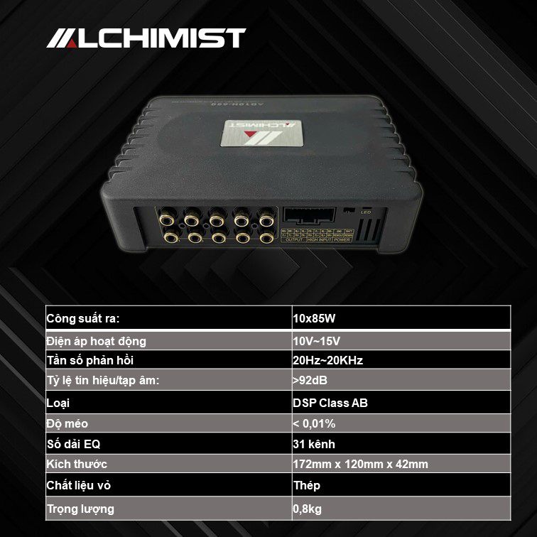 ALCHIMIST AD10H-680 High-End 10-Channel Class AB DSP with Bluetooth 5.3 Lossless and Optical Inputs
