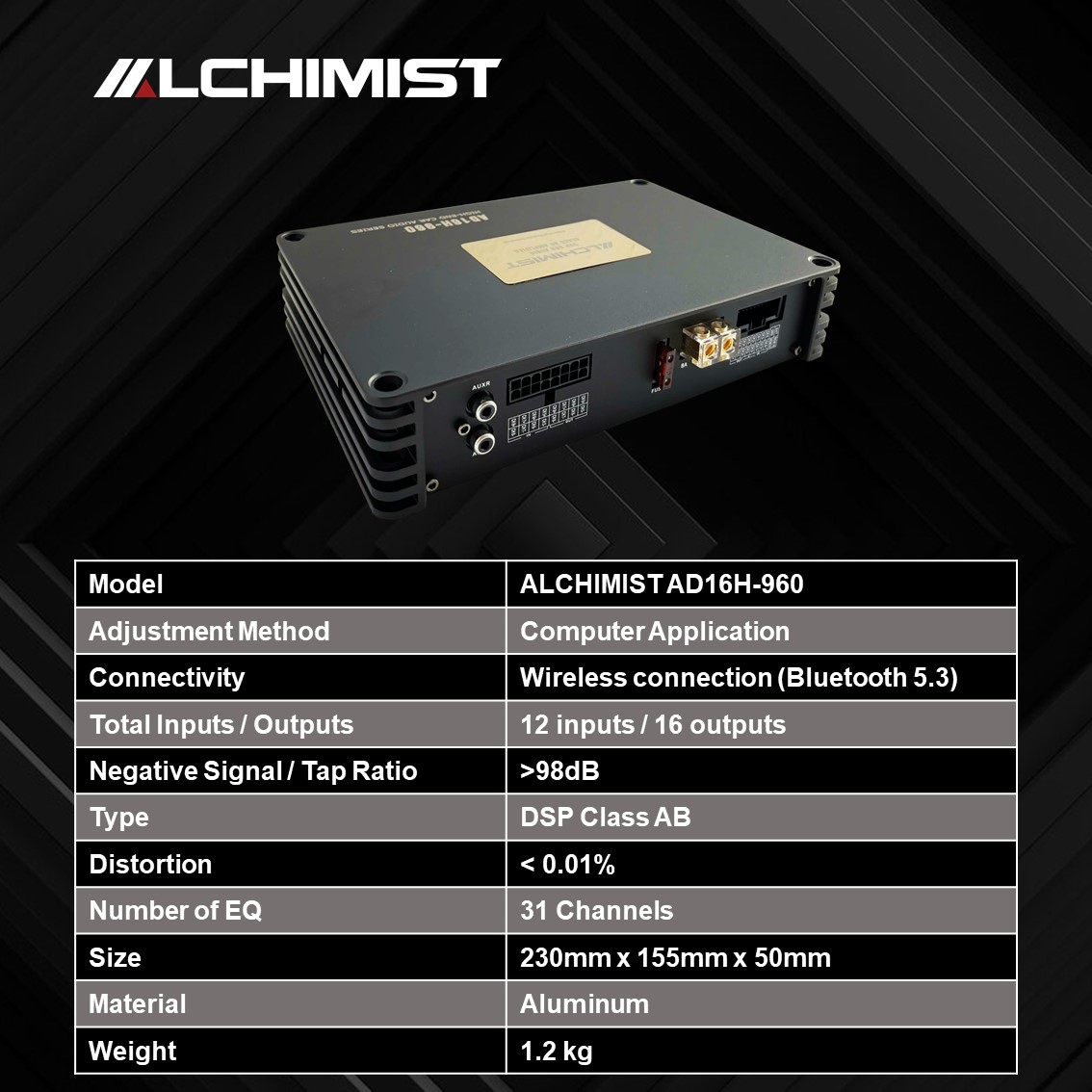 ALCHIMIST DSP AD16H-960 Audio Amplifier with Wireless connection Bluetooth 5.3