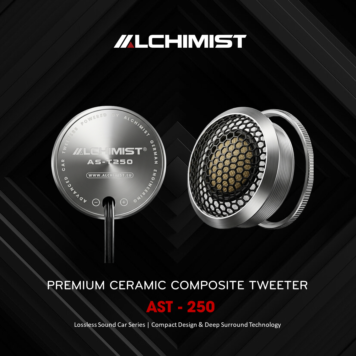 Tweeter Speaker ALCHIMIST AST-250 ALCHIMIST AST-250 – Premium Ceramic Composite Tweeter with Quick-Lock Installation System